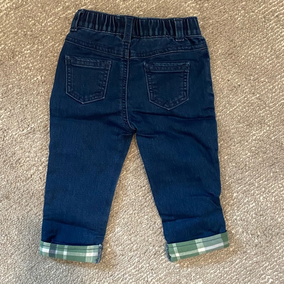 First impressions green plaid button down and denim set 12m - Picture 3 of 6